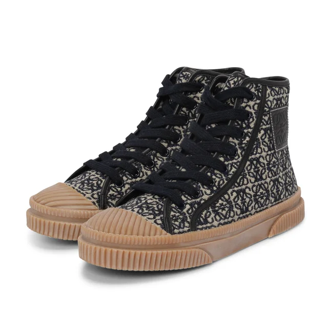 Loewe Anagram Jacquard High Top Sneakers 35 in Navy from Blue Spinach