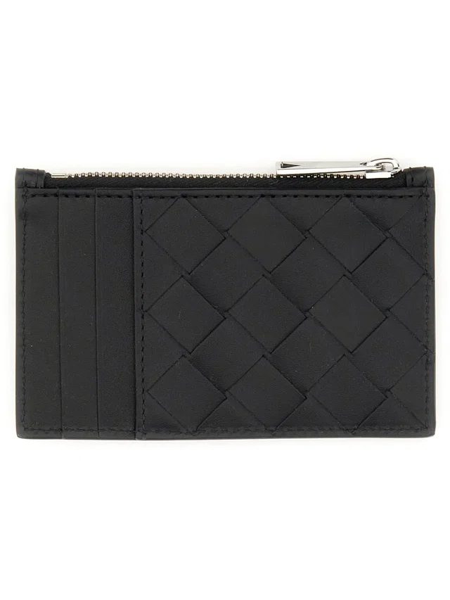 Bottega Veneta Woven Intrecciato Calfskin Card Case — Black Calf Skin Wallets & Purses in Black Calfskin from HEWI