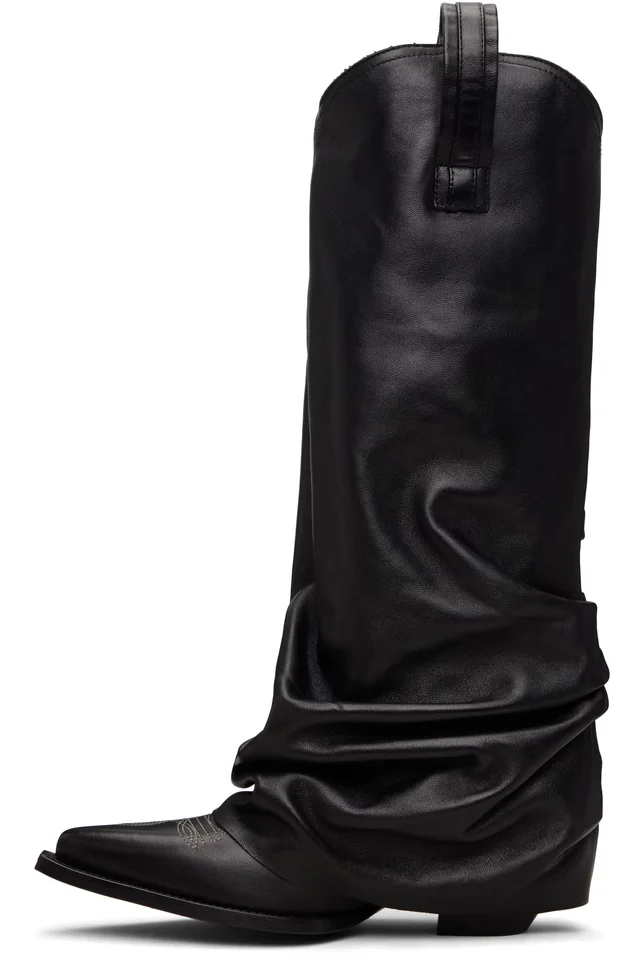 R13 Black Sleeve Mid Cowboy Boots, photo 3 of 5 from SSENSE