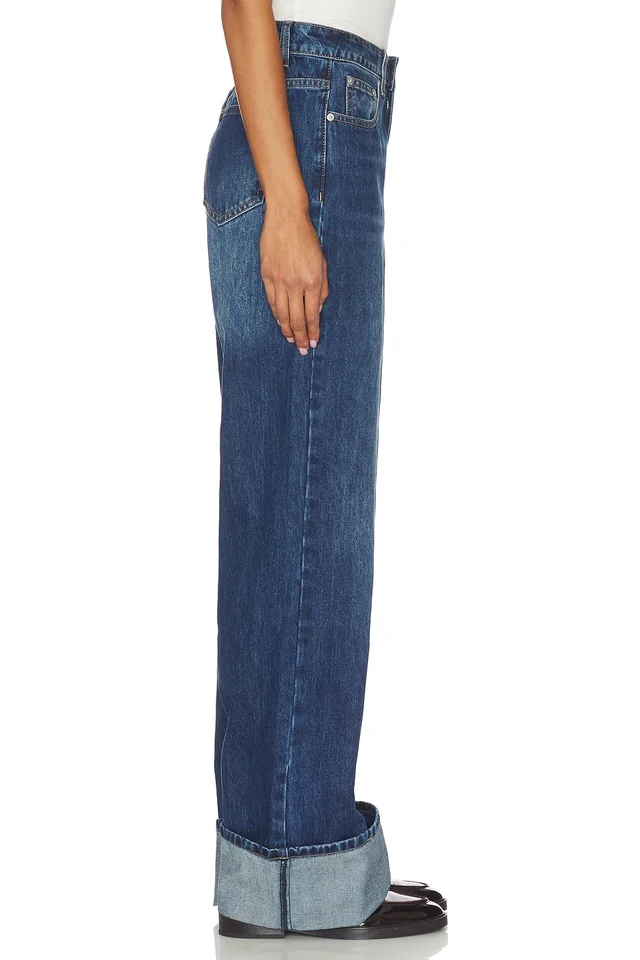 superdown Lulu Cuffed Jean in Dark Wash Blue, photo 3 of 6 from REVOLVE (Canada)