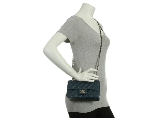 Chanel Mini Dark Blue Quilted Caviar Classic in Blue Caviar leather from Ann's Fabulous Finds, photo 10 of 10