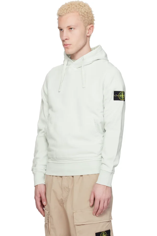 Stone Island Blue 6100062 Organic Cotton Fleece Hoodie, photo 4 of 5 from SSENSE