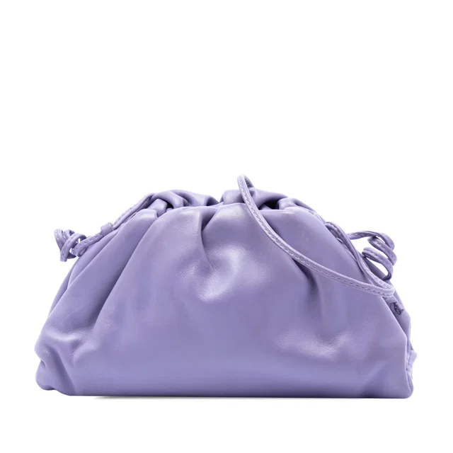 Purple Bottega Veneta Lambskin The Mini Pouch Crossbody in Purple Lambskin from Designer Revival