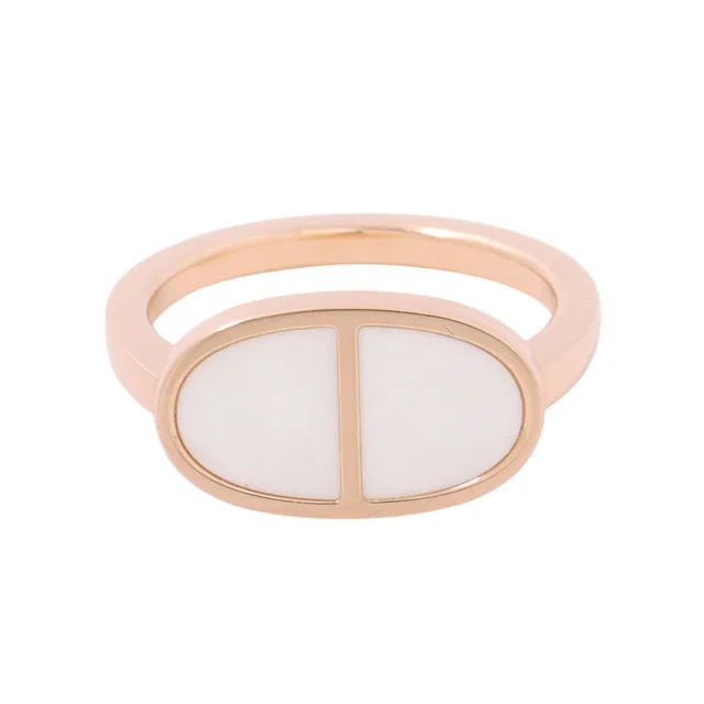 Hermès Chaine d'Ancre Verso Ring Size 53/#13 K18PG WhiteCeramic from GALLERY RARE