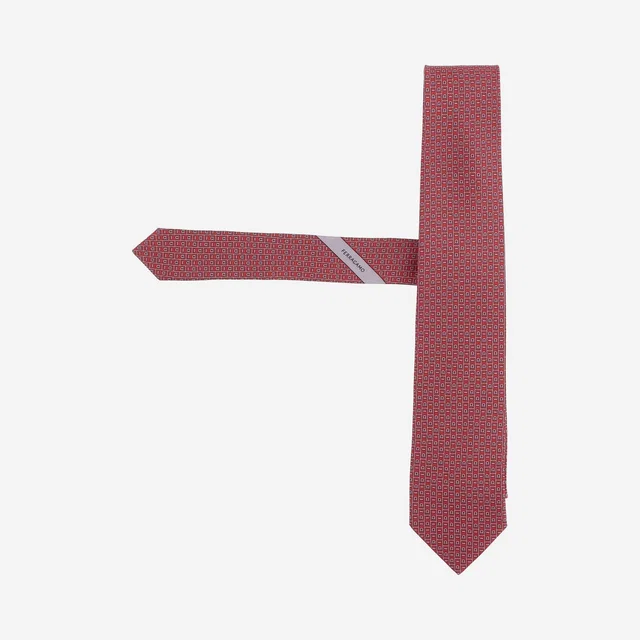 Ferragamo Patterned Silk Necktie — Red Neckties in Red Silk from HEWI