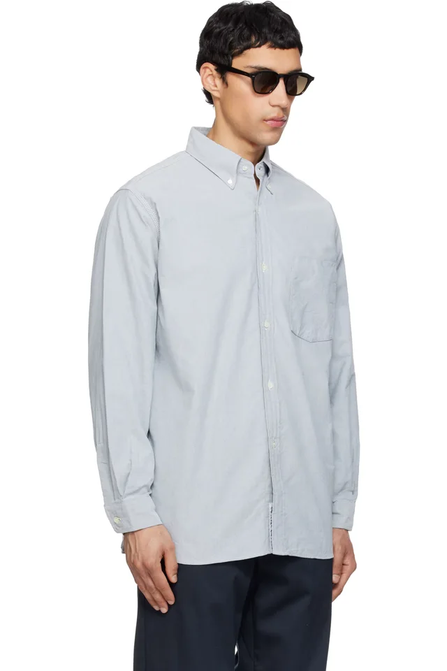 nanamica Gray Button Down Wind Shirt, photo 2 of 4 from SSENSE