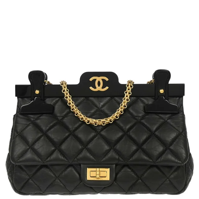 Chanel 2017 Black Calfskin Mademoiselle Lock Hanger Flap Shoulder Bag in Black Calfskin from AMORE Vintage Tokyo