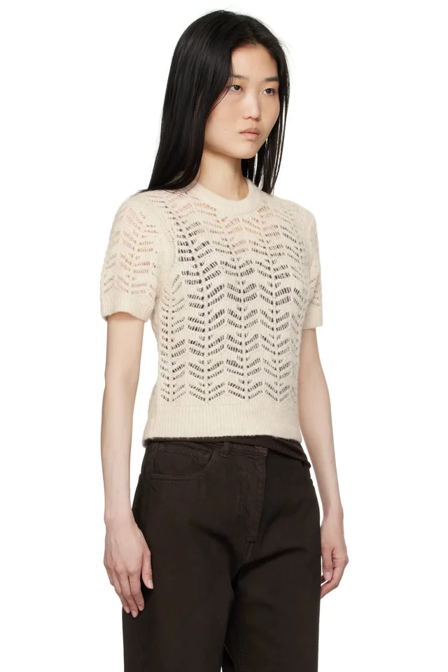 The Garment Off-White Verbier Pointelle Mini T-shirt, photo 2 of 4 from SSENSE