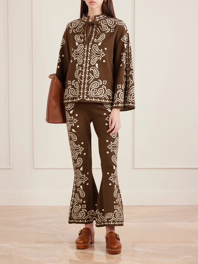 FARM RIO Jacquard-knit sweater in Brown, photo 2 of 2 from NET-A-PORTER (Canada)