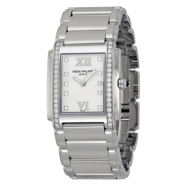 Patek Philippe Twenty~4 Diamond White Dial Ladies Watch 4910-10A-011 in silver|gray|white from Jomashop.com