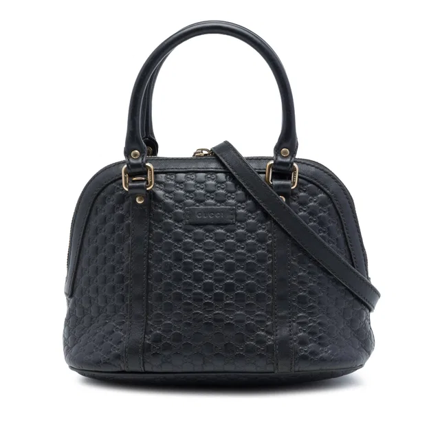 Black Gucci Mini Microguccissima Dome Satchel in Black Leather from Designer Revival
