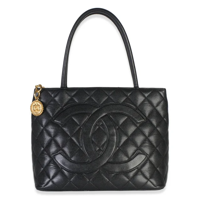 Chanel Quilted Caviar Medallion Tote in Black Caviar leather from myGemma