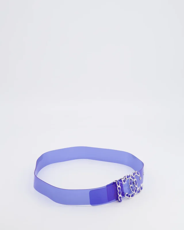 Chanel 18C Blue PVC Belt with Silver CC Chain Logo Buckle 65cm in Blue from Sellier, photo 6 of 8