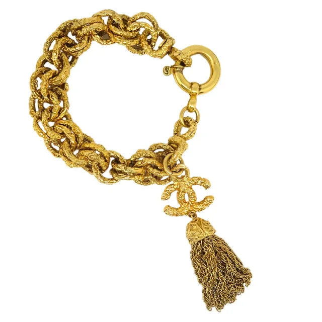 Chanel CC Bracelet Fringe Gold 93A in Gold from AMORE Vintage Tokyo