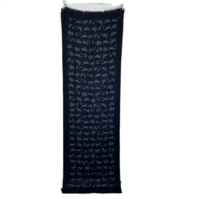 Hermès Navy Cashmere Silk Hose Scarf in Navy Silk from The Reluxe