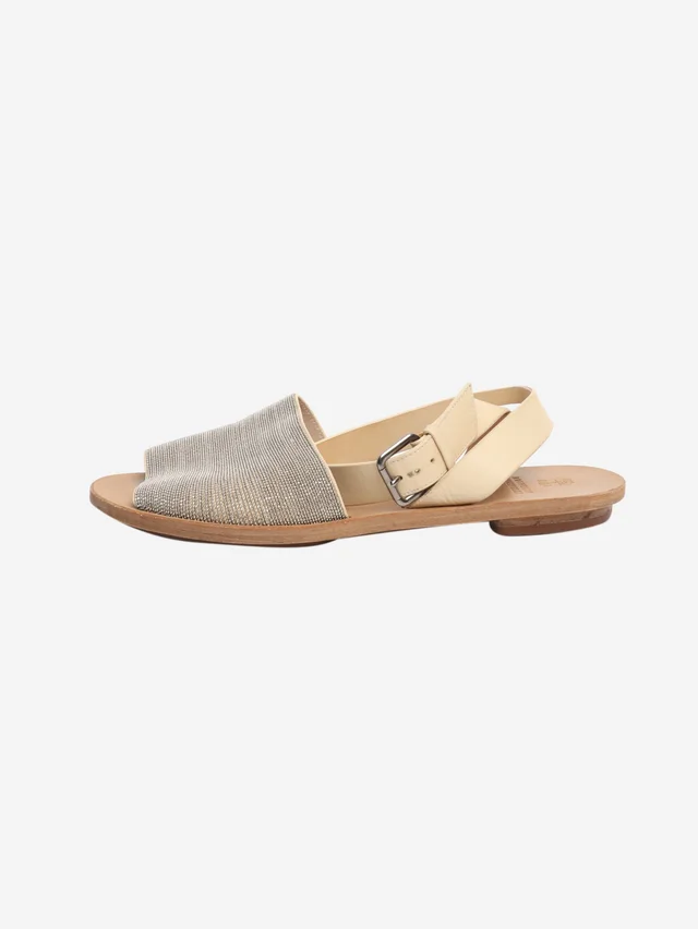 Brunello Cucinelli Neutral diamante sandals - size EU 37 in Leather from Sign of the Times