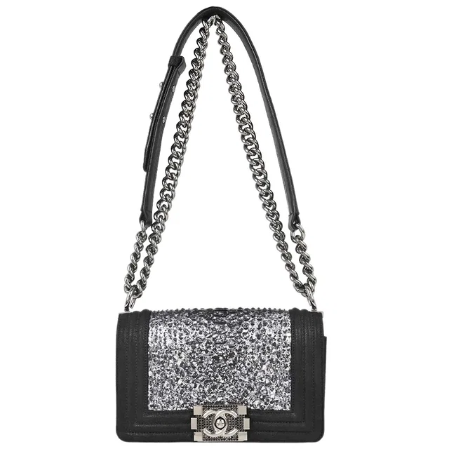 Boy Chanel * 2014 Silver Python Small Chain Shoulder Bag in Silver Python from AMORE Vintage Tokyo