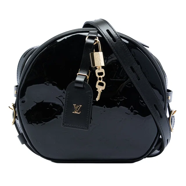 Black Louis Vuitton Monogram Vernis Boite Chapeau Souple MM Crossbody Bag in Black Leather from Designer Revival