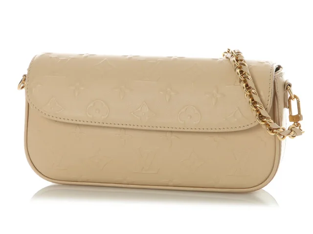 Louis Vuitton Cream Monogram Empreinte Ivy Wallet On Chain in White Leather from Ann's Fabulous Finds, photo 2 of 9