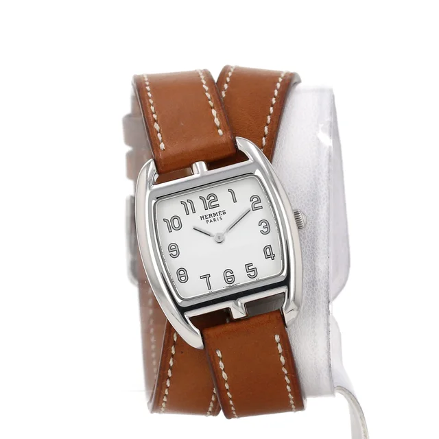 Cape Cod Tonneau steel watch Ref: Hermès - CT1.210 Circa 2000 in Leather from Collector Square, photo 2 of 2