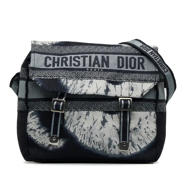 Blue Dior Tie Dye Diorcamp Messenger Bag in Blue Canvas from Designer Revival