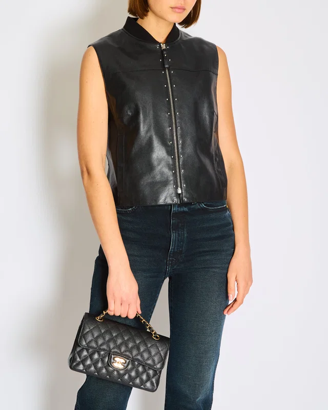 Hermès Black Leather Gilet in Black Leather from Sellier