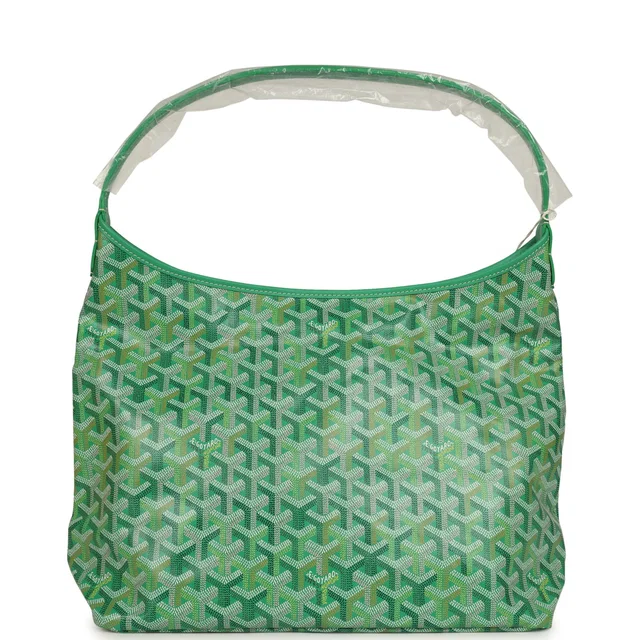 Goyard Goyardine Meadow Green Boheme PM Hobo Bag Palladium Hardware in Green Calfskin from Madison Avenue Couture