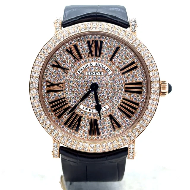 Franck Muller Infinity Quartz Diamond Mens Watch 8945 QZ R D CD in black|gold|pink Leather from Jomashop.com
