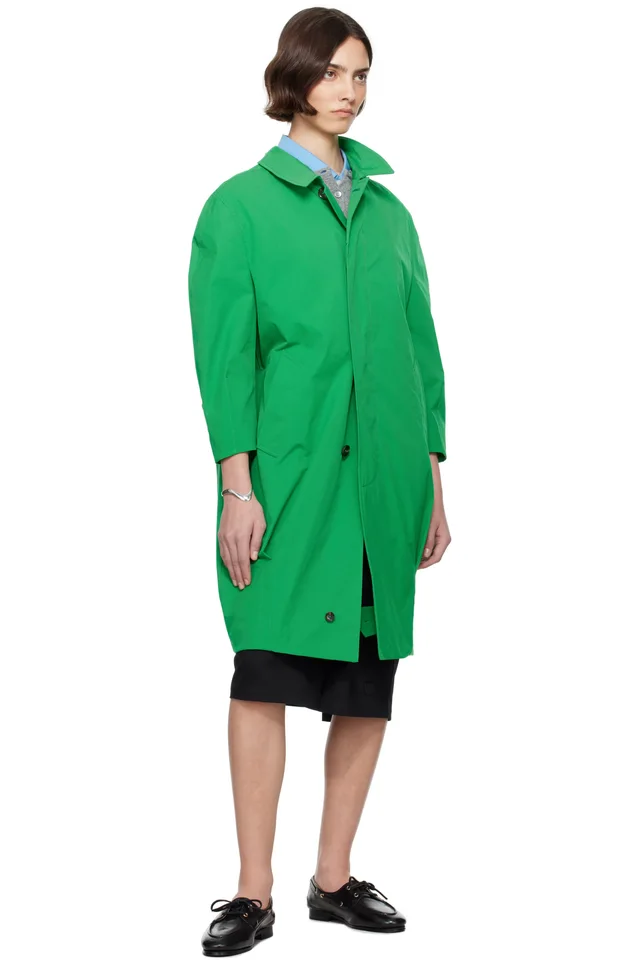 Bally Green Twill Coat, photo 4 of 4 from SSENSE