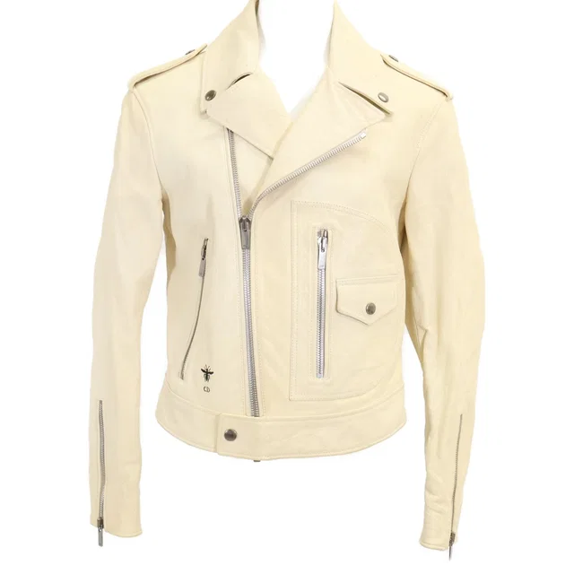 Dior Swords Bee Goat Leather Double Rider's Jacket in Goatskin from The Reluxe
