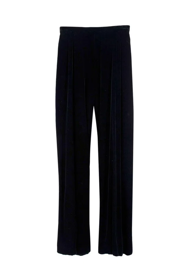Saint Laurent Edition Soir Black Velvet Wide Leg Trousers in Black Velvet from HEWI