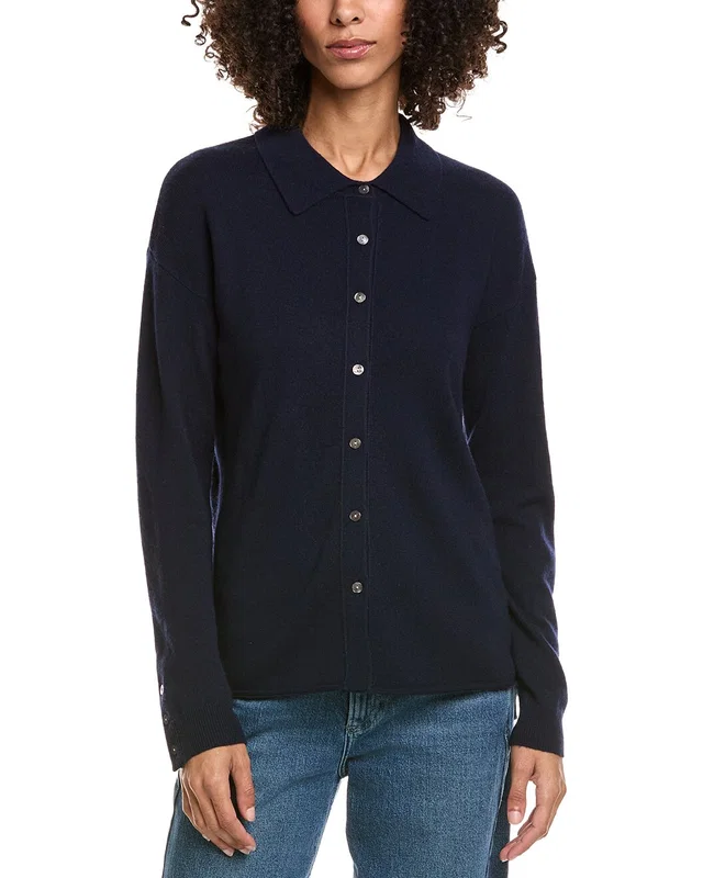 InCashmere Shirt Style Wool & Cashmere-Blend Sweater, image 1 of 1 from Gilt