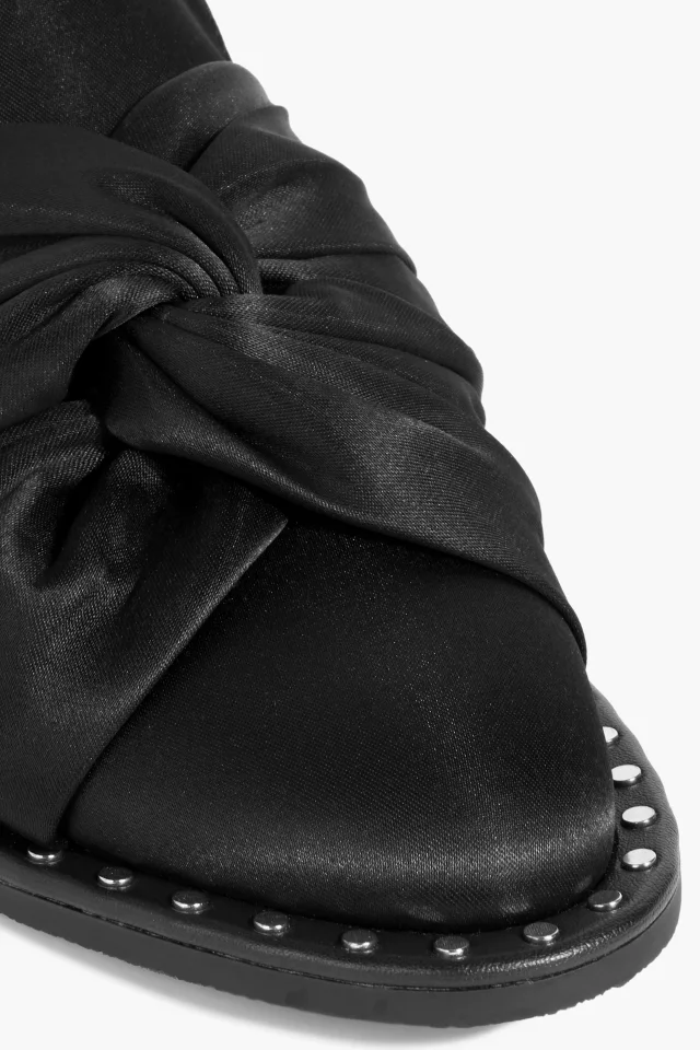 Stella McCartney Falabella Twisted Satin Slippers in Black, photo 4 of 4 from THE OUTNET