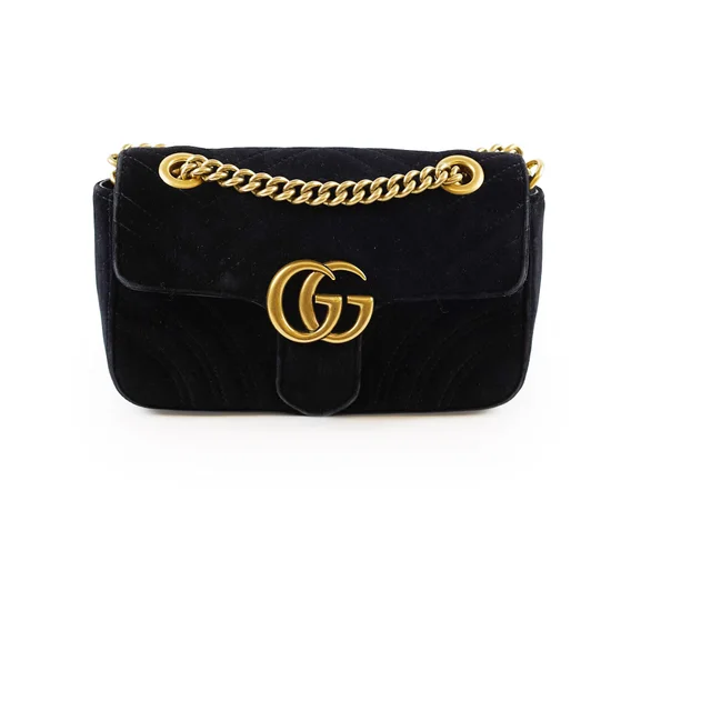 Gucci Marmont Velvet Black in Black Velvet from The Purse Affair