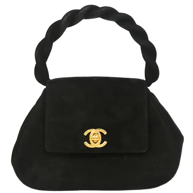 Chanel 1996-1997 Black Suede Handbag in Black Suede from AMORE Vintage Tokyo