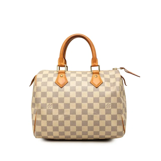 White Louis Vuitton Damier Azur Speedy 25 Boston Bag in White Canvas from Designer Revival, photo 1 of 1