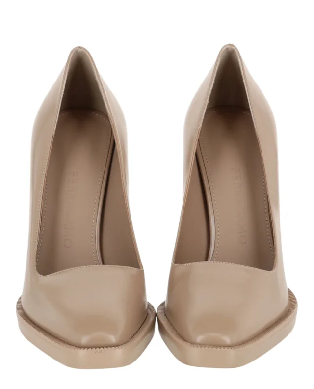 Salvatore Ferragamo Anser X5 Leather Pumps in beige, photo 5 of 6 from ShopSimon