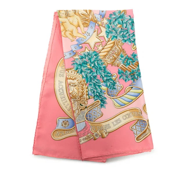 Pink Hermès Europe Silk Scarf 90 Scarves in Pink Silk from Designer Revival