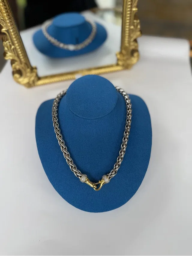David Yurman Wheat Chain Necklace With Diamond And 18k Yellow Hook Clasp in gray|gold|silver from Poshmark