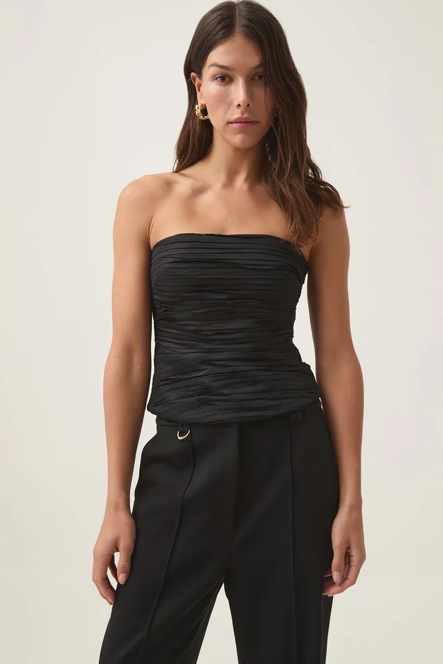 AJE Sunbeam Ruched Bustier in Black from Aje, photo 1 of 1