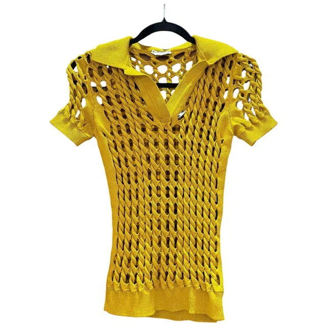 Fendi Short-Sleeve Open-Knit Top Yellow 2 Pieces - Size 38/40 in Yellow from Luxury Promise