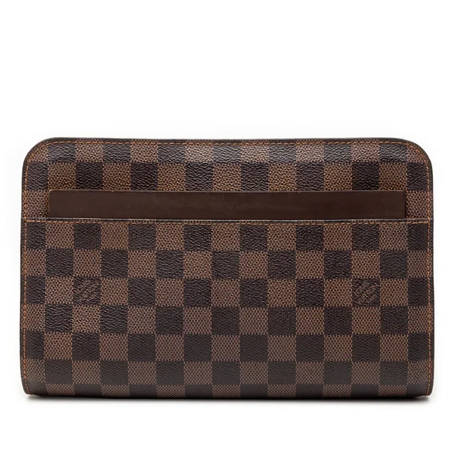 Brown Louis Vuitton Damier Ebene Saint Louis Pochette Clutch Bag in Brown Canvas from Designer Revival