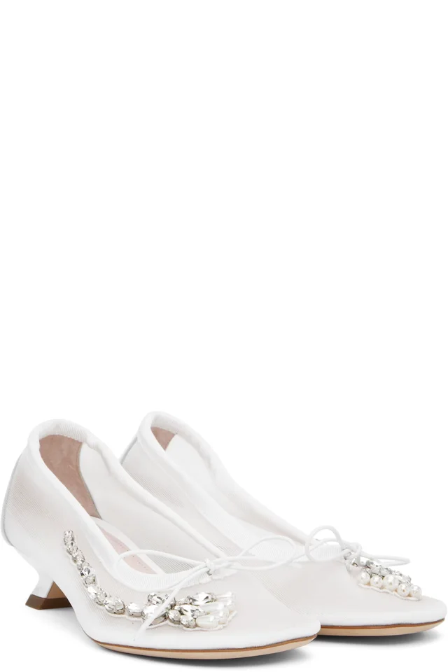 Simone Rocha SSENSE Exclusive Bridal Capsule Embellished Flower Ballerina Heels, photo 4 of 5 from SSENSE