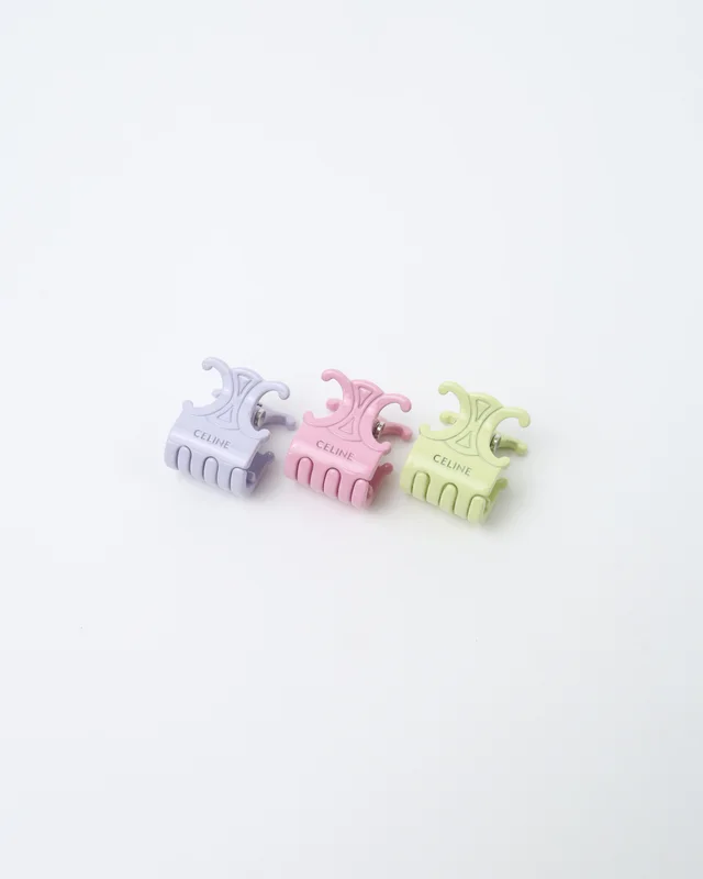 Celine Set of 3 Triomphe Mini Steel Hair Claws from A Retro Tale, photo 2 of 3