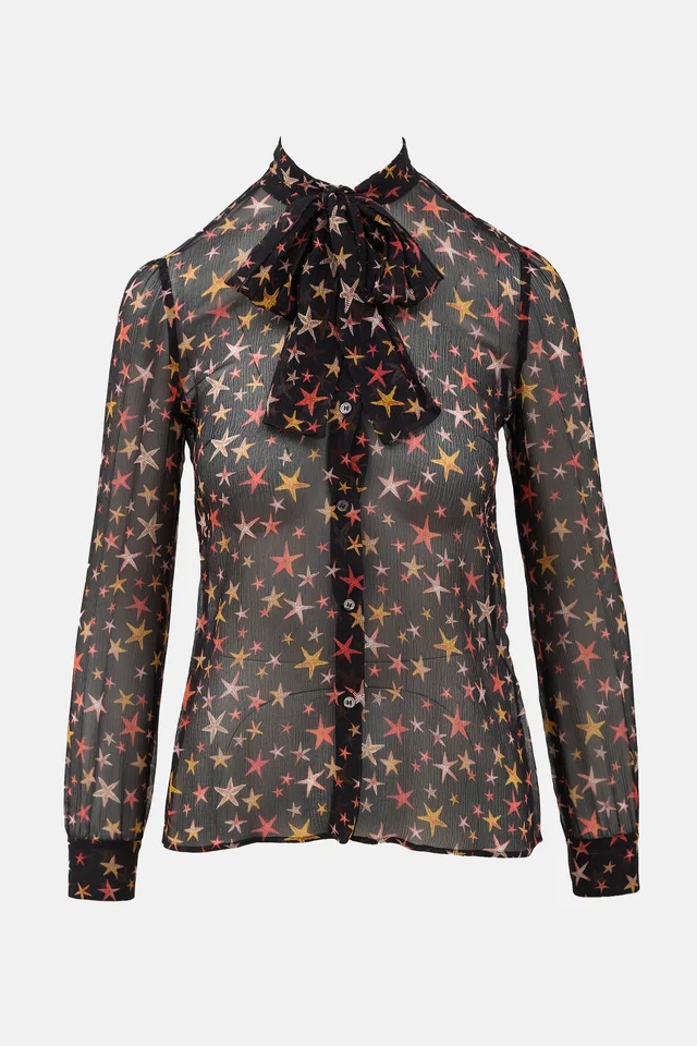 REDValentino Crinkled Silk Sheer Blouse in Silk from VSP Consignment