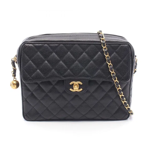 Chanel Shoulder Bag Quilted Coco Ball Black Caviar Leather Chain in Black Caviar leather from The Reluxe