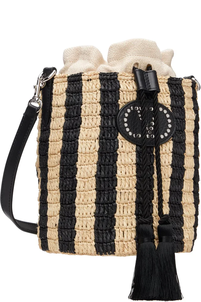 Valentino Garavani Beige & Black VLogo Signature Small Bucket Bag, photo 2 of 3 from SSENSE