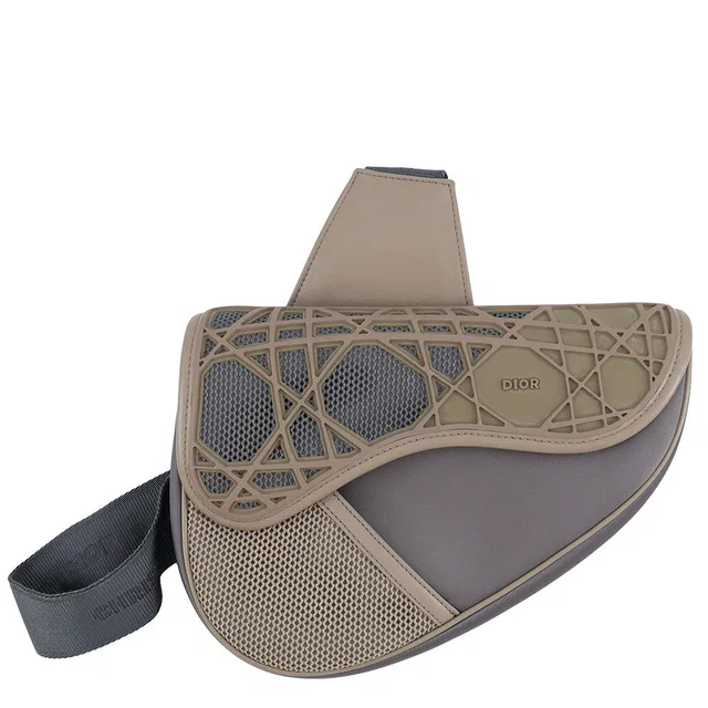 Dior Saddle Crossbody Bag Gray/Beige27-BO-0243 Nylon Rubber in Grey Nylon from GALLERY RARE
