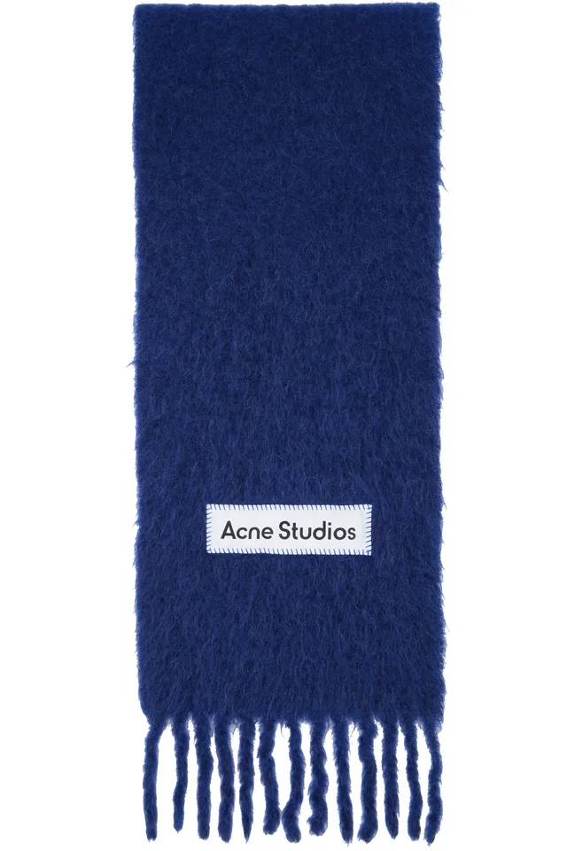 Blue Wool Fringe Scarf, image 1 of 1 from SSENSE