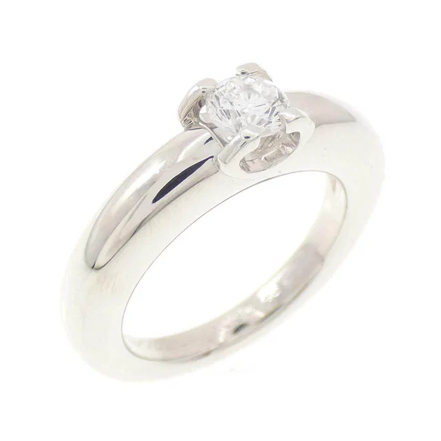 Cartier C Setting 750 White Gold Diamond Ring Size 8 in White from LuxUness